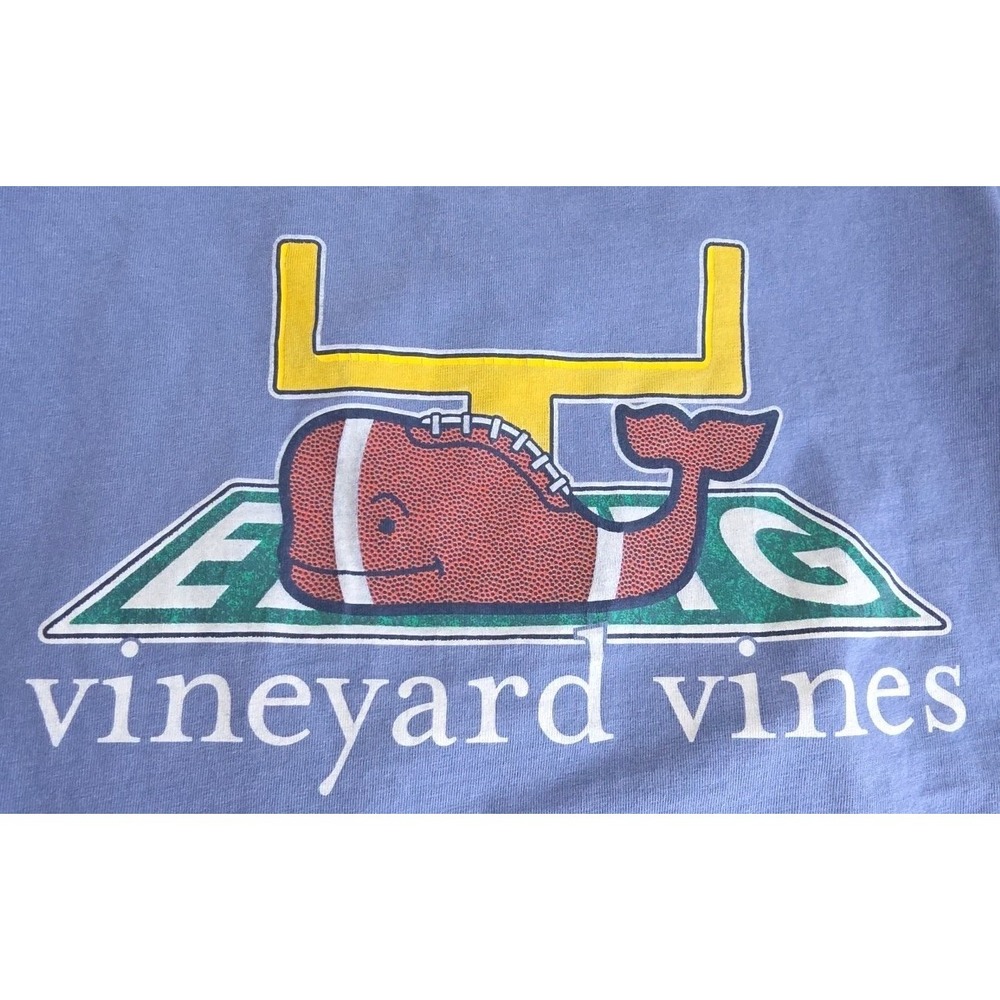 Vineyard Vines Men's MEDIUM Football,‎ GOAL POST FIELD Shirt Long Sleeve Blue